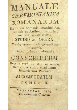 Manuale caeremoniarum romanarum Tomus II 1919 r