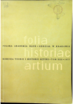 Folia historiae artium Tom XIII