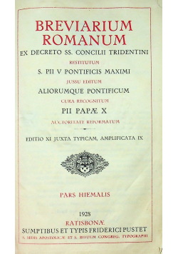 Breviarium Romanum Pars Hiemalis 1928 r.