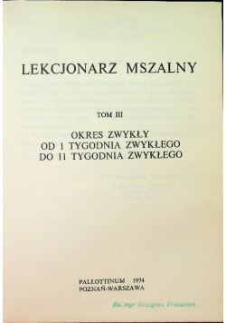 Lekcjonarz mszalny Tom III