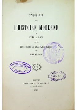 Essai sur LHistore Moderne Tom 4  1882 r.