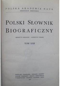 Polski słownik biograficzny Tom XXII zeszyt od 92 do 94