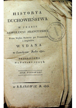 Historya Duchowieństwa Tom I 1815 r.