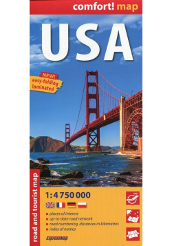 USA comfort map laminowana mapa samochodowo-turystyczna 1 4 750 000