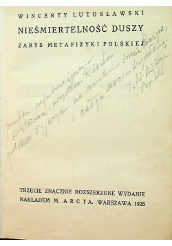 Nieśmiertelność duszy Zarys metafizyki polskiej 1925 r