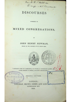 Discourses addressed to MIxed Congregations 1850r