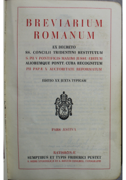 Breviarium Romanum Pars Aestiva ok 1950r