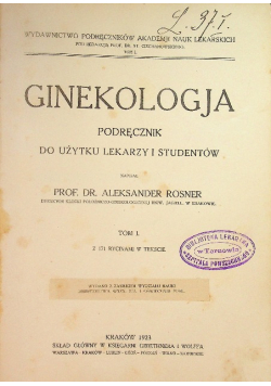 Ginekologja Tom I 1923 r.