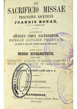 De Sacrificio Missae 1863 r.