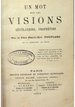 Un Mot Sur Les Visions revelations 1883 r.