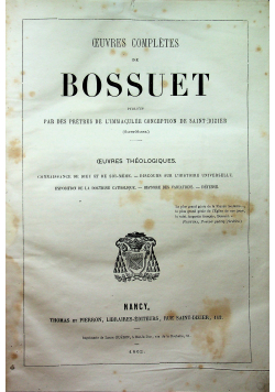 Oeuvres completes de bossuet Tome 2 1862 r
