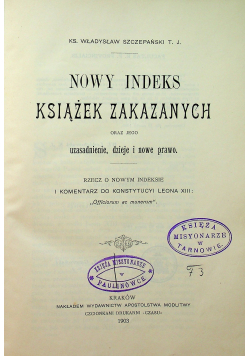 Nowy indeks książek zakazanych 1903 r.
