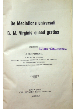 De Mediatione universali  1926 r.