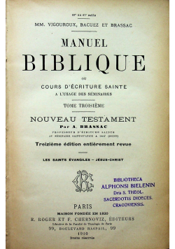 Manuel Biblique tom 3 1910 r.