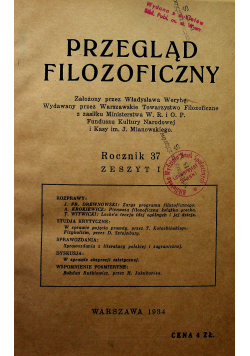 Przegląd filozoficzny 1934 r 4 zeszyty