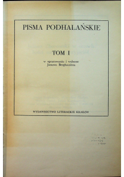 Pisma podhalańskie Tom I