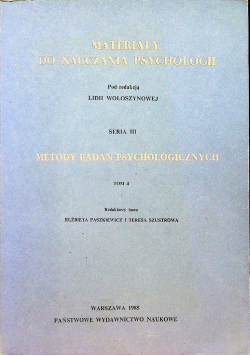 Materiały do nauczania psychologii seria III Tom 4