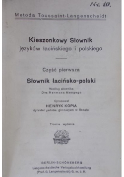 Kieszonkowy słownik języków łacińskiego i polskiego 1926 r.