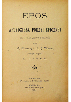 Epos arcydzieła poezyi epicznej 1894 r