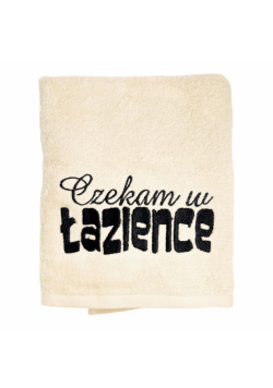 Ręcznik beżowy. Czekam w łazience