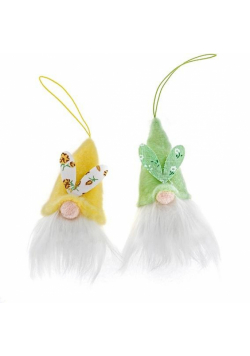 Zawieszki gnomy 8cm 2szt zółte i zielone