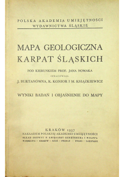 Mapa geologiczna Karpat Śląskich 1937 r.