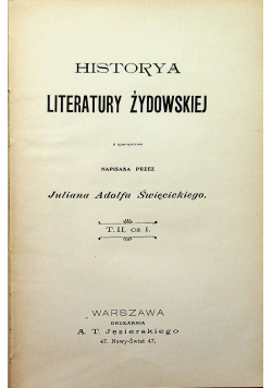 Historya literatury żydowskiej Tom II Część I 1903r