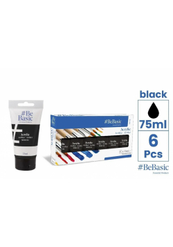 Farba akrylowa - czarna 75ml (6szt)