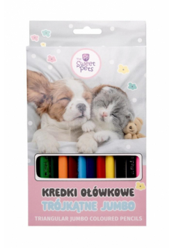 Kredki trójkątne jumbo The sweet pets 12 kolorów