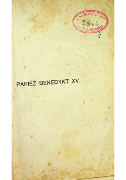 Papież Benedykt XV 1917 r