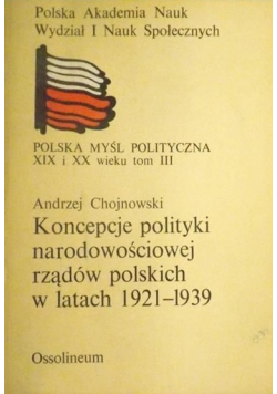Koncepcje polityki narodowościowej rządów polskich w latach 1921- 1939