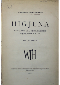 Higjena Podręcznik dla szkół średnich 1928 r.