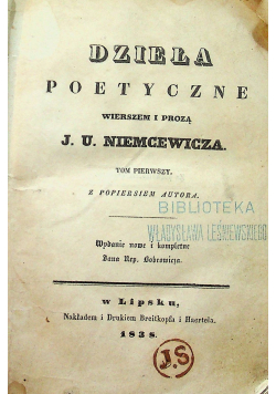Niemcewicz Dzieła Poetyczne Tom I do III 1838 r.