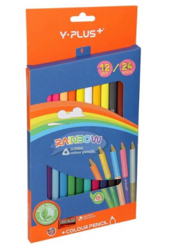 Kredki Jumbo Rainbow dwustronne + temper. 24 kol