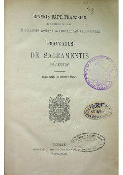 Tractatus de Sacramentis in genere 1873 r.