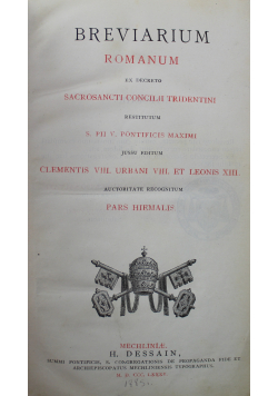 Breviarium Romanum Pard Hiemalis 1885 r.