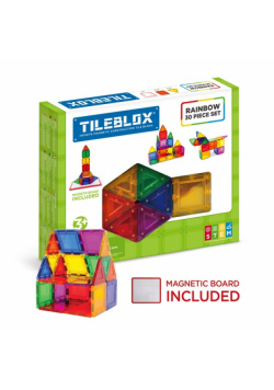 Tileblox Zestaw tęczowy 30 elementów z tablicą magnetyczną