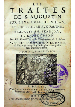 Les Traites de S. Augustin Tome 4 1700 r.