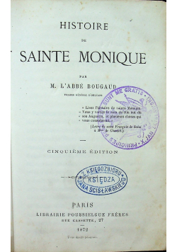 Histoire de Sainte Monique 1872 r.