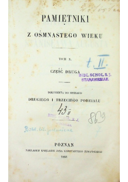 Pamiętniki z ośmnastego wieku Tom X Część druga 1868 r.