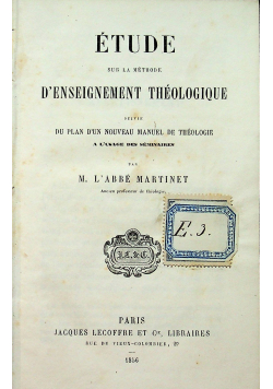 Etude sur la Methode Denseignement Theologique 1856 r