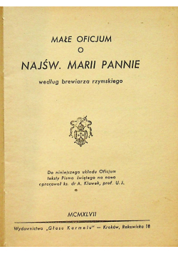 Małe Oficjum 1947 r.