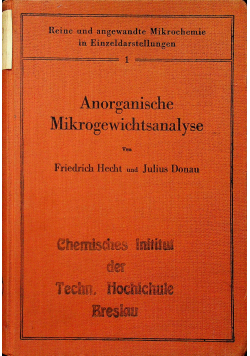 Anorganische mikrogewichtsanalyse 1940 r.