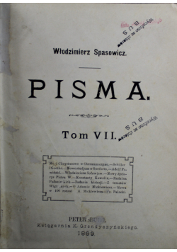 Spasowicz Pisma Tom VII i VIII ok 1903 r.