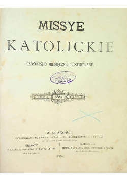Missye katolickie Czasopismo miesięczne ilustrowane Numer 3 1884 r.