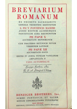 Breviarium Romanum ex decreto sacrosancti concilii tridentini restitutum 1946r