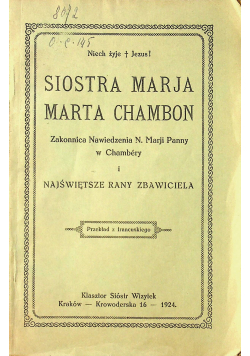 Siostra Marja Marta Chambon 1824 r