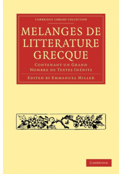 Melanges de Litterature Grecque