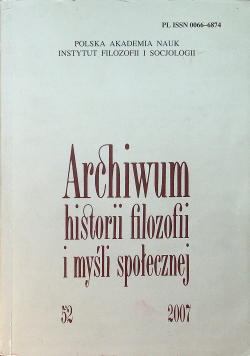 Archiwum historii filozofii i myśli społecznej Nr 52