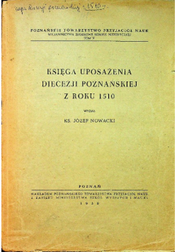 Księga uposażenia diecezji poznańskiej z roku 1510 1950 r.